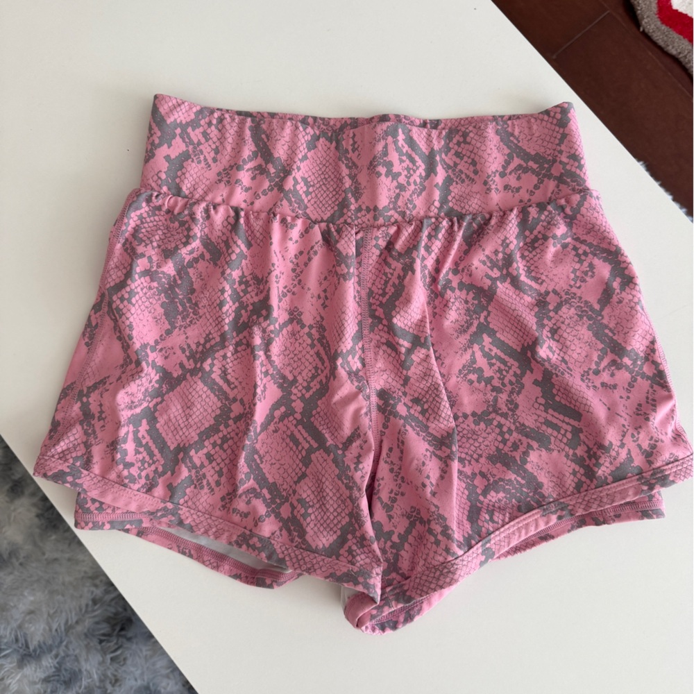 Fabletics Pink and Gray Patterned Shorts